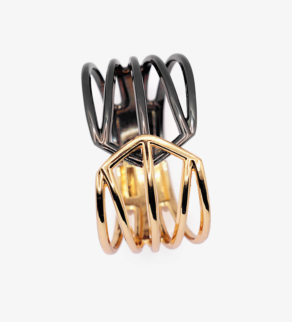 Bold Fashion Jewelry Bracelet in Gold and Black Finish