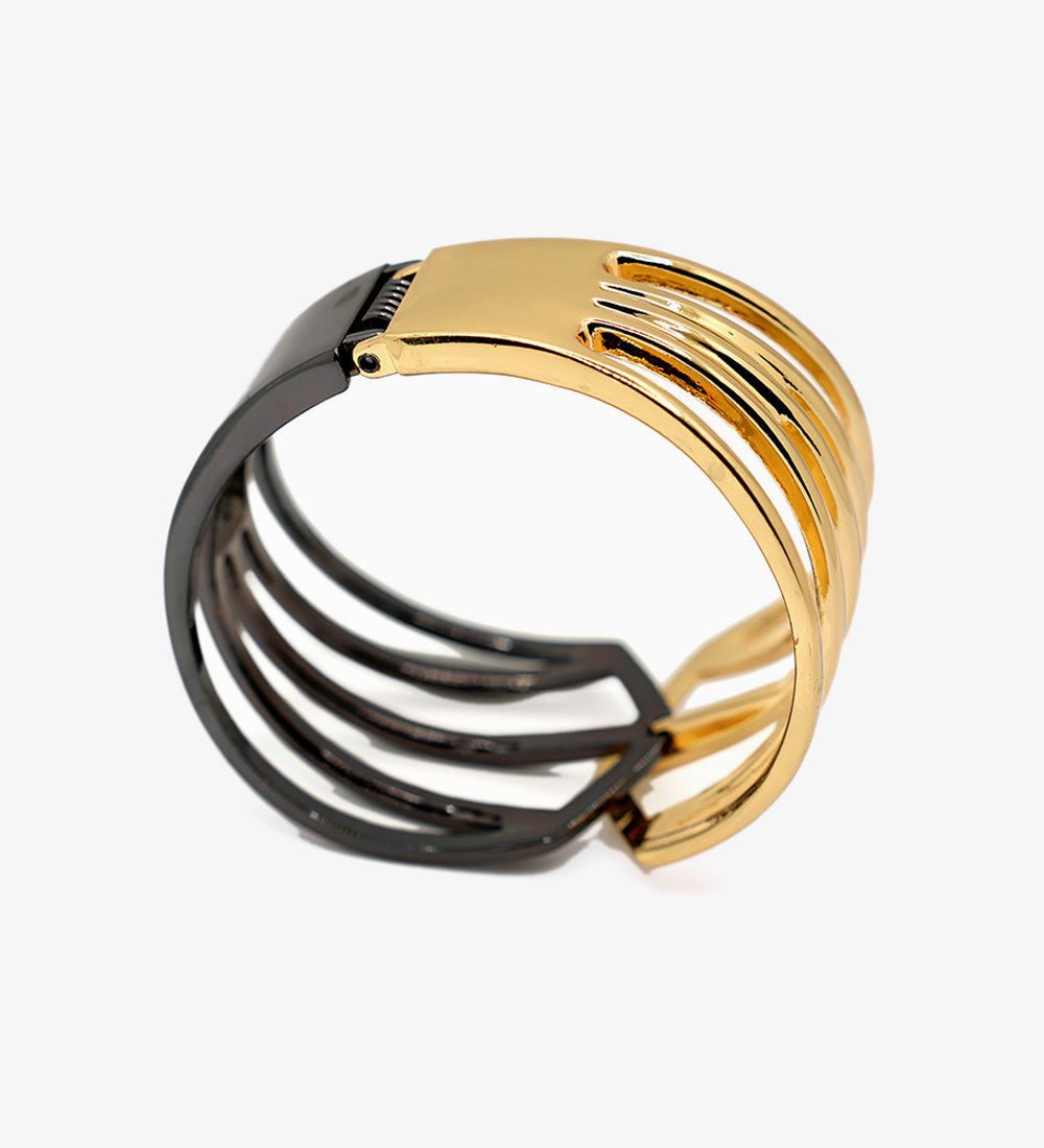Chic Statement Bracelet for Women in Gold and Black Plating