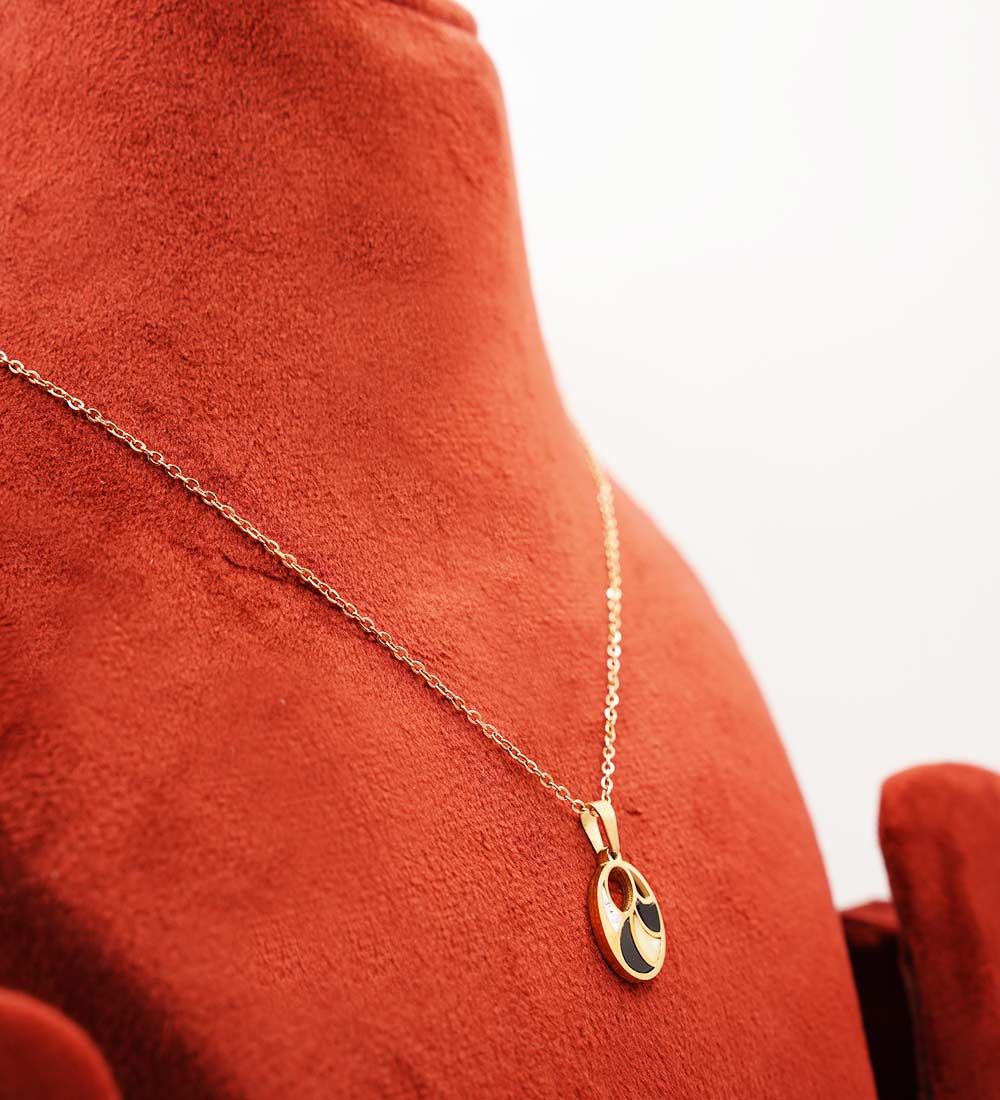 Stylish Black and White Enamel Necklace