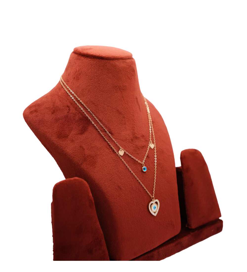 Evil Eye locket with rose gold double chain girlish in tricity