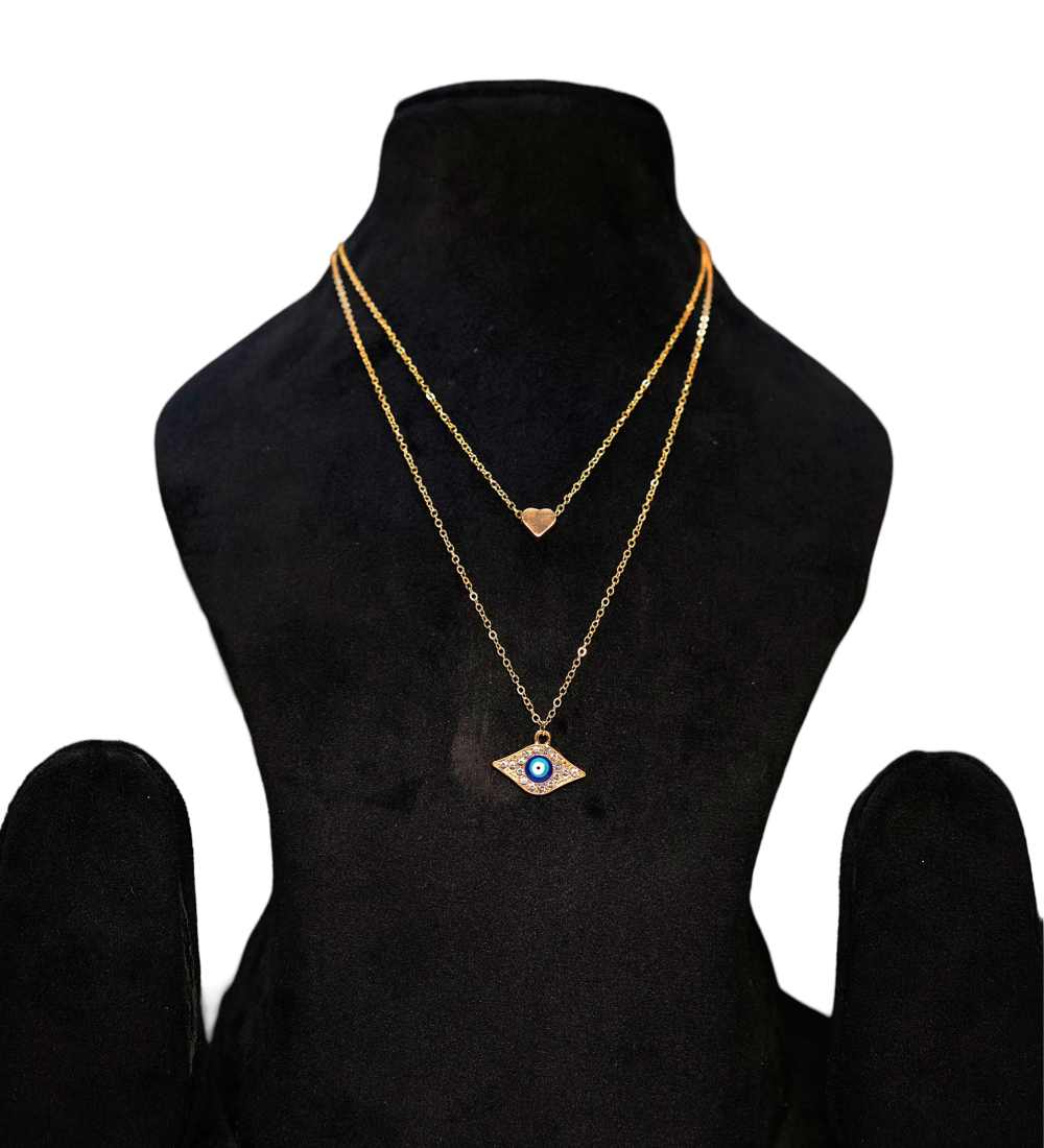 Gold Plated Necklace Set with Evil Eye for girls