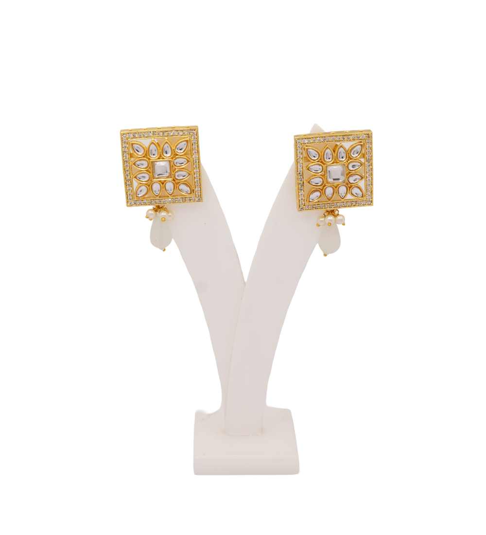 Gold Plated white stone earrings for women in tricity