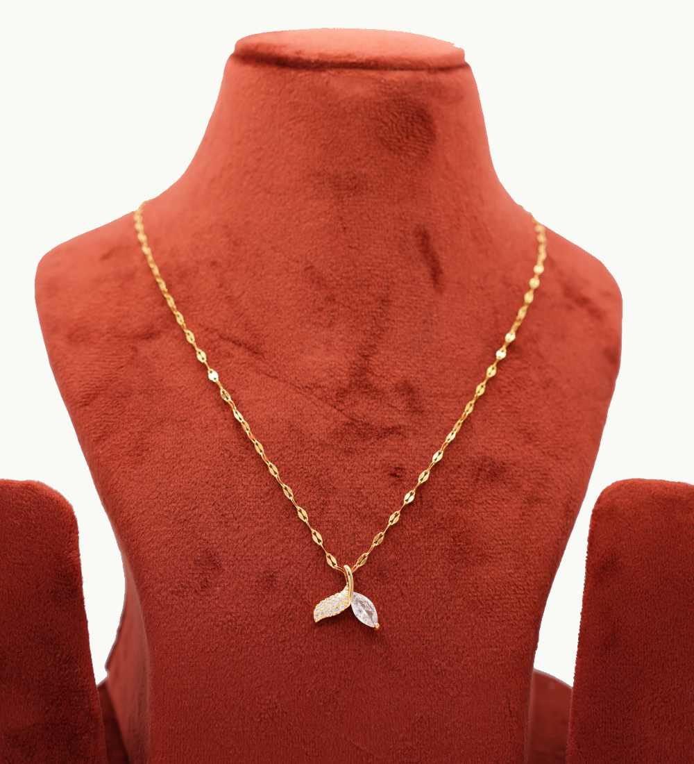 Delicate Gold Plated Necklace with Unique Leaf/Wing Pendant