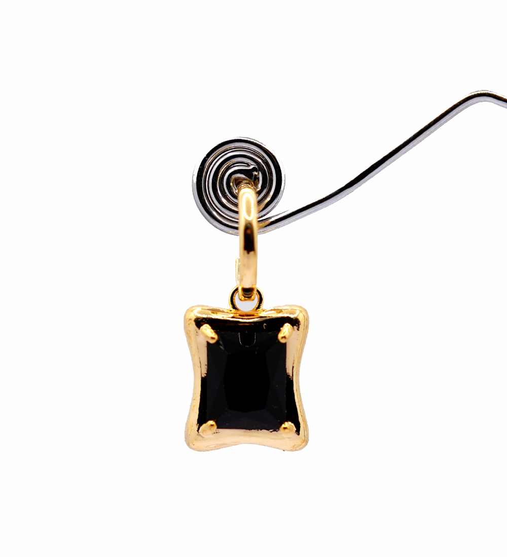 Gold look with Black stone earring