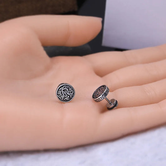 1 Pair Retro Dragon Copper Plated Ear Studs – Vintage Punk Fashion Earrings