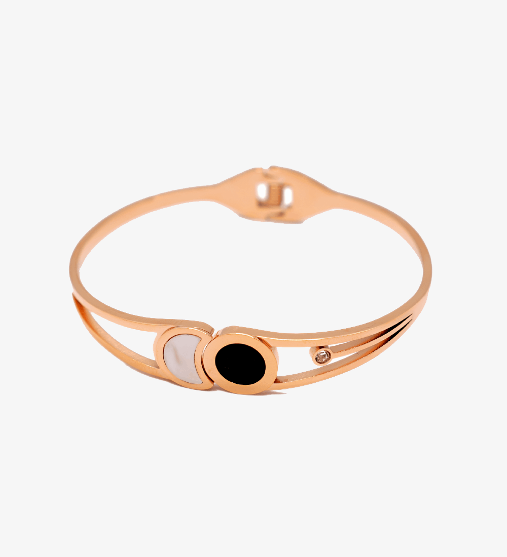 Women's Rose Gold Open Bracelet with Minimalist Crystal Design