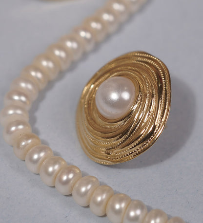 Gold plated pearl stud earring for women