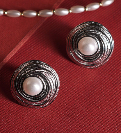 Brass Metal Nest Vintage Inspired Crystal Flower Stud earring for Women