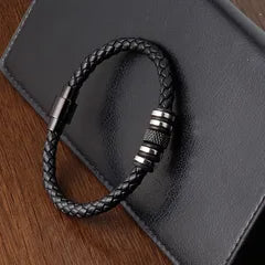Men's Leather Bracelet – Tan Woven Cord | Auksia