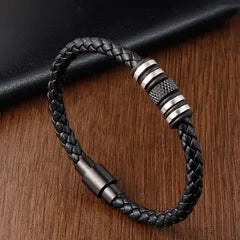 Men's Leather Bracelet – Tan Woven Cord | Auksia