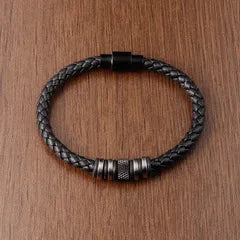 Men's Leather Bracelet – Tan Woven Cord | Auksia