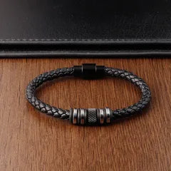 Men's Leather Bracelet – Tan Woven Cord | Auksia