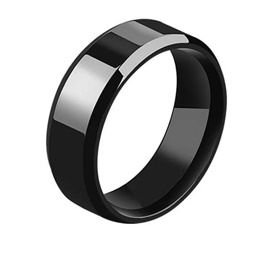 Men's Black Titanium Steel Band Ring – Size 12 | Auksia