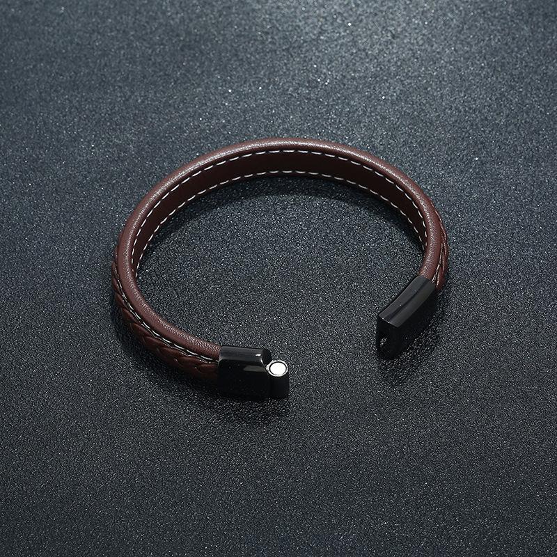 Men's Leather Bracelet – Woven Brown Cord | Auksia