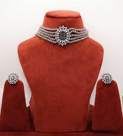 Elegant Gray Beaded Necklace for women in punjab 