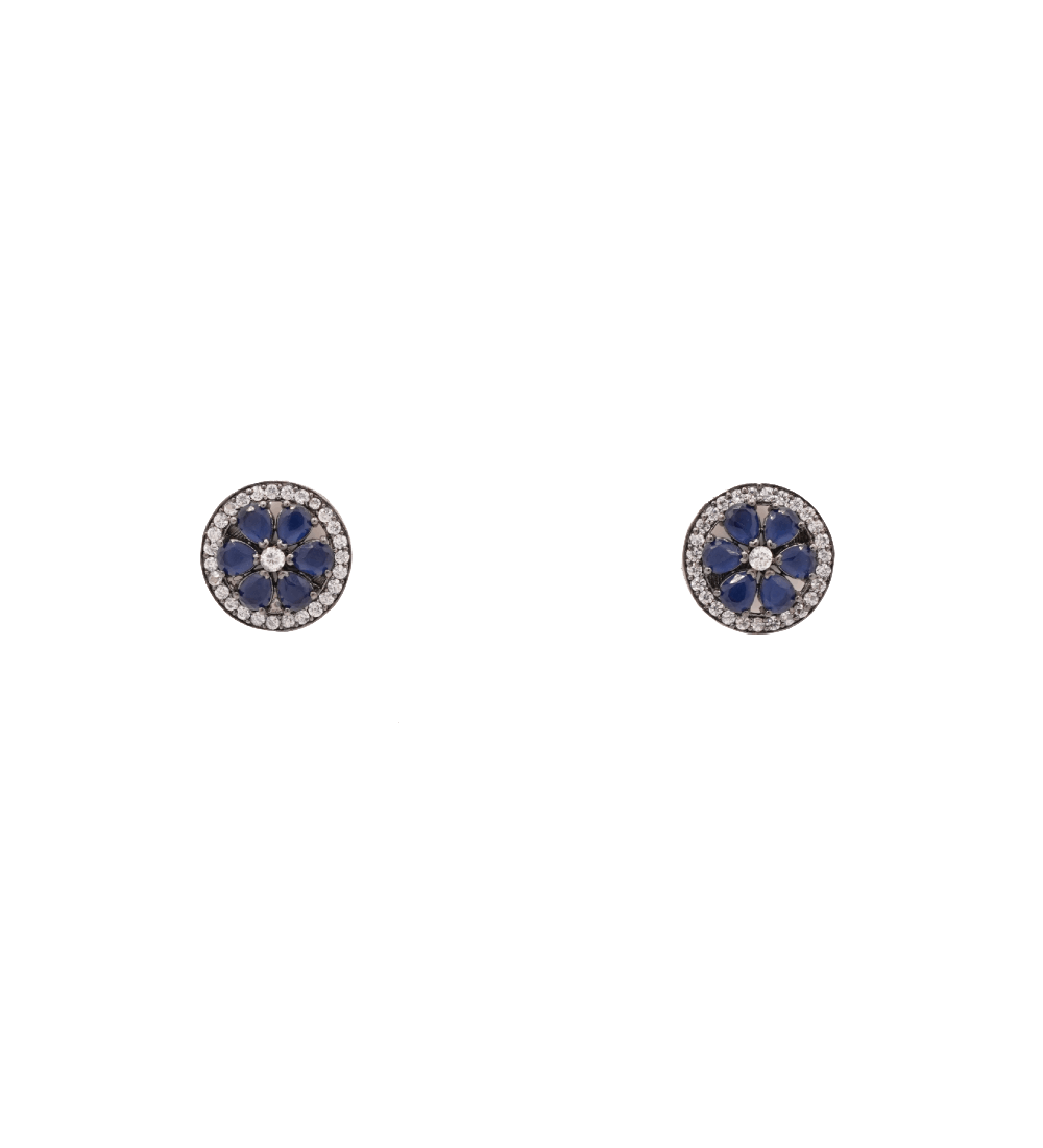 Elegant navy blue stud earrings in round shape for women 