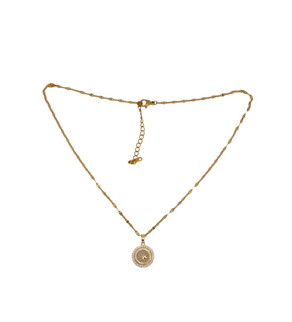 Rose Gold Fashion Necklace with round locket in tricity