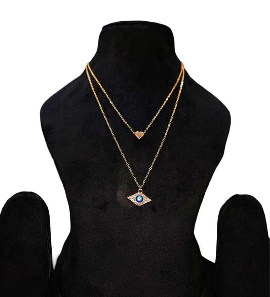Gold Plated Necklace Set with Evil Eye for girls 