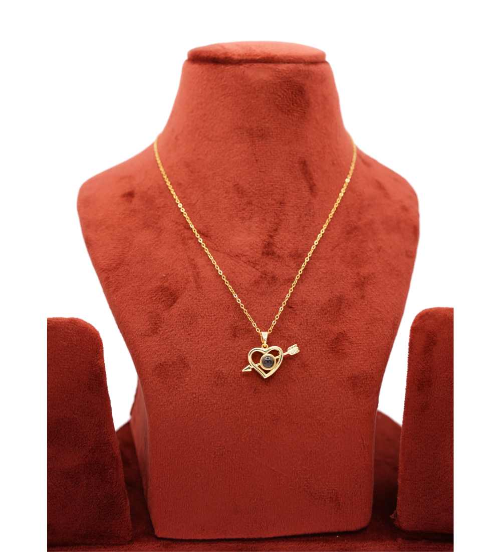 Romantic Gold plated Heart & Arrow Necklace for girls