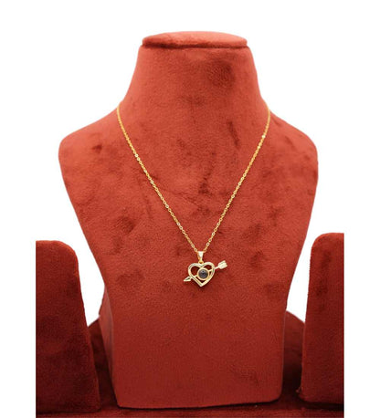 Romantic Gold plated Heart & Arrow Necklace for girls