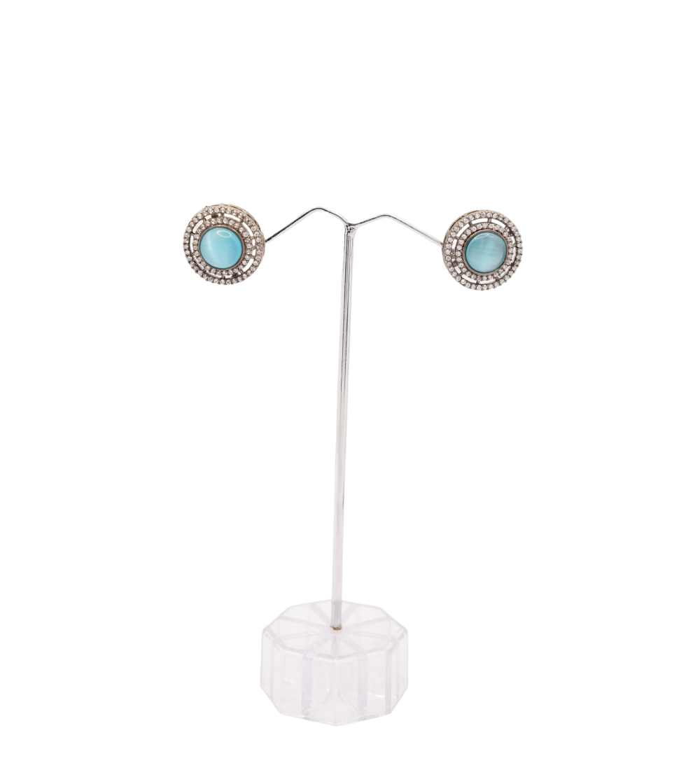 Light Blue Beaded stud earrings in punjab
