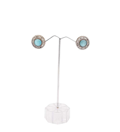 Light Blue Beaded stud earrings in punjab
