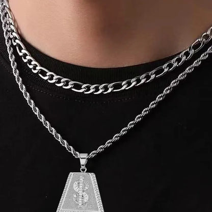 Men's Layered Pendant Necklace – Steel | Auksia