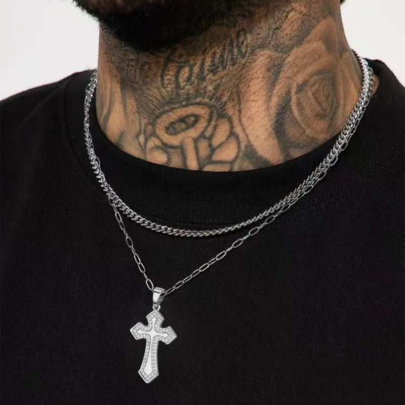 Men's Layered Pendant Necklace – Steel | Auksia