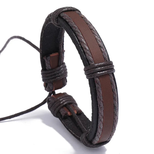 Men's Leather Bracelet – Dark Brown Woven | Auksia