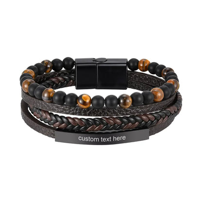 Men's Brown Leather Bracelet – Layered Cord | Auksia