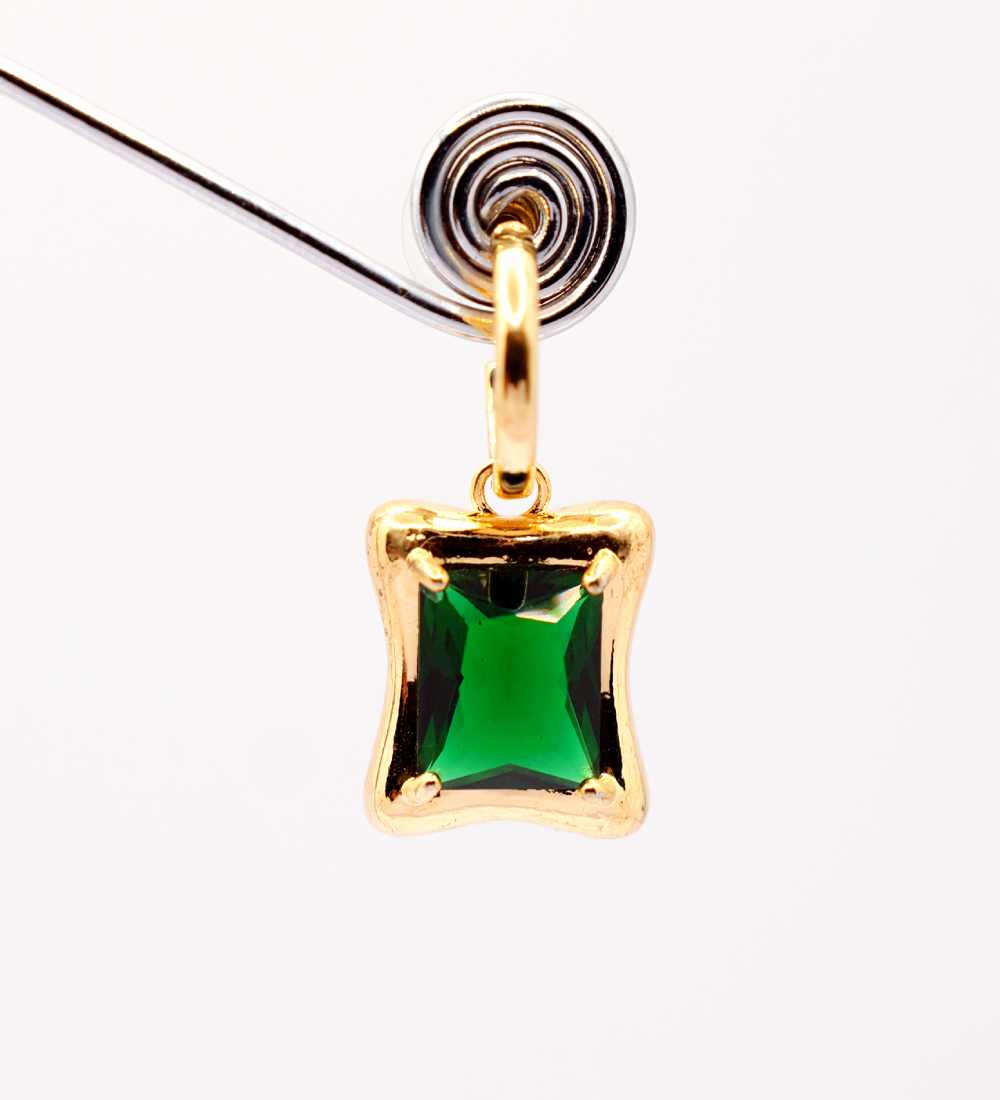 Drop Earrings with Emerald Green Stone