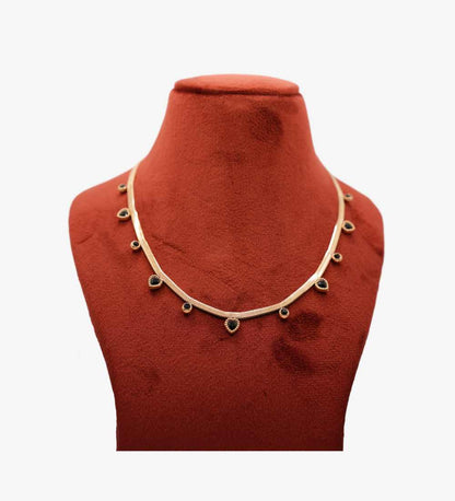 Elegant Rose Gold Chain Necklace with Black Stone Accents