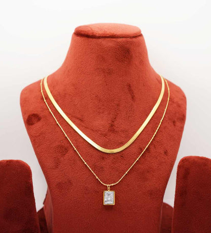 Gold Plated double chain necklace for women 