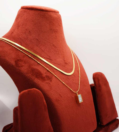 Elegant Gold plated Double Chain Necklace for Women