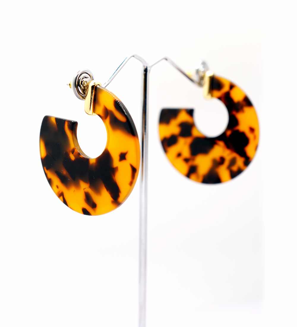 Bold Tortoise Shell Style Round Hoop Earrings for women