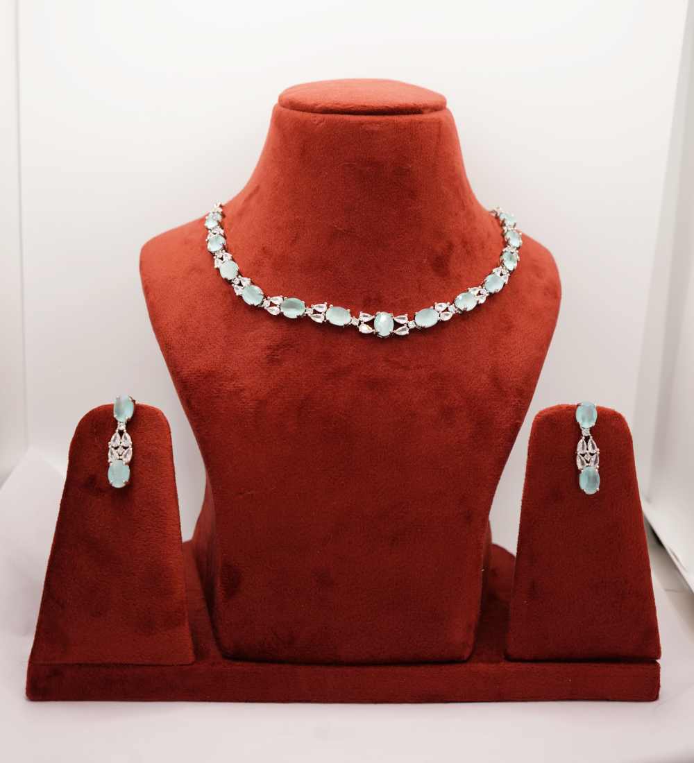 Oval Baby Blue Gemstone Necklace for women