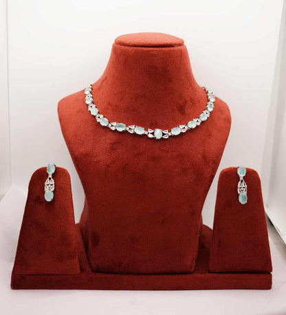 Oval Baby Blue Gemstone Necklace for women